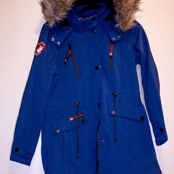 Canada Goose Blue Parka with Fur Hood - Picture 1 of 1